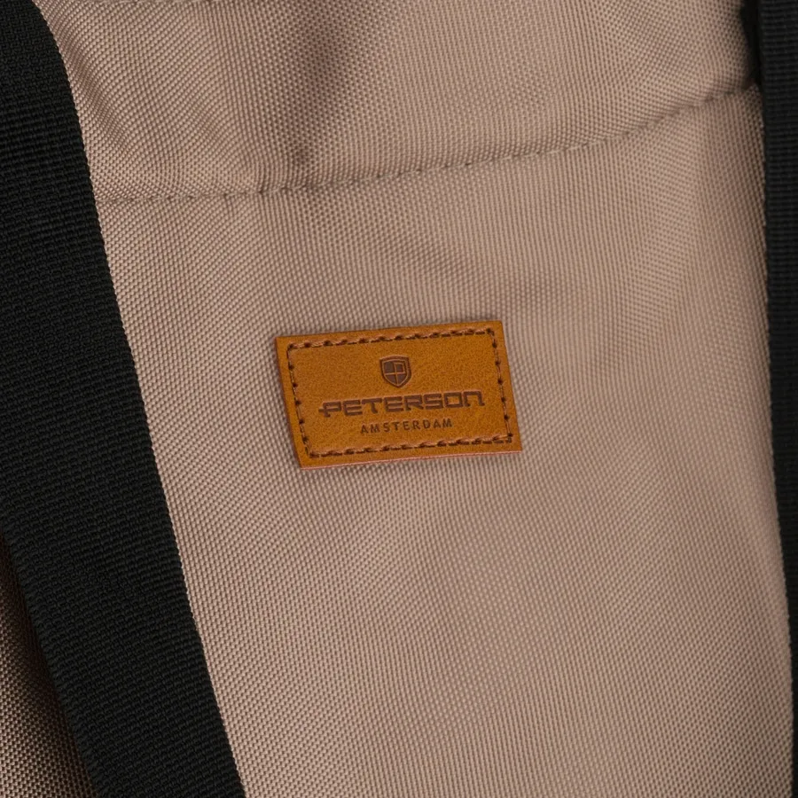 Duża torba damska z poliestru w beżowym kolorze, jednokomorowa - Peterson