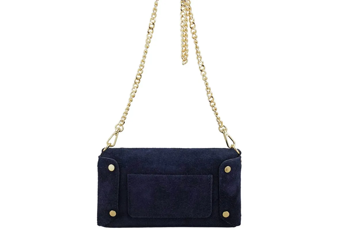 Zamszowa kopertówka na łańcuszku Barberinis - Granatowa