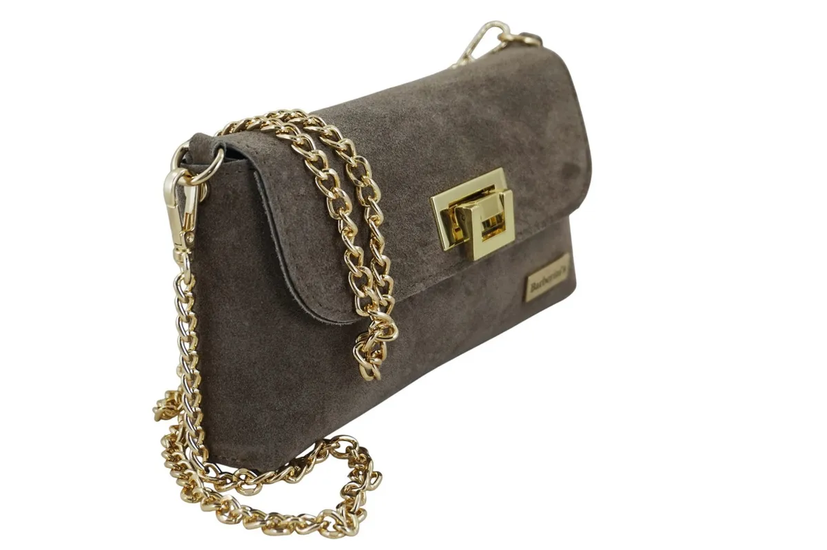 Zamszowa kopertówka na łańcuszku Barberinis - Beżowa ciemna