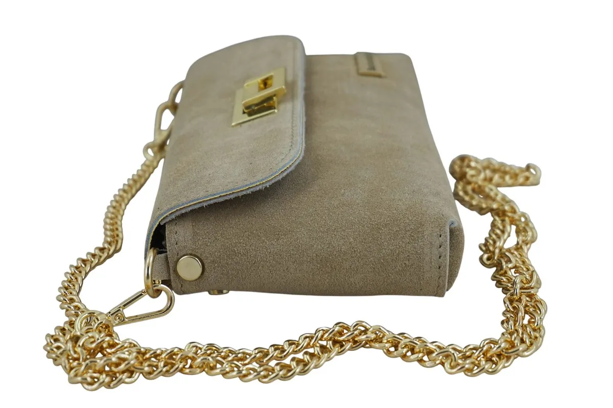 Zamszowa kopertówka na łańcuszku Barberinis - Beżowa