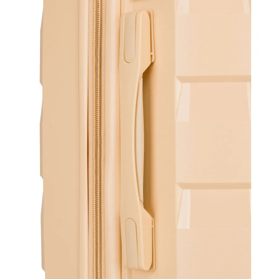 Beżowa, mała walizka kabinowa z polipropylenu z wysuwaną, teleskopową rączką - Peterson