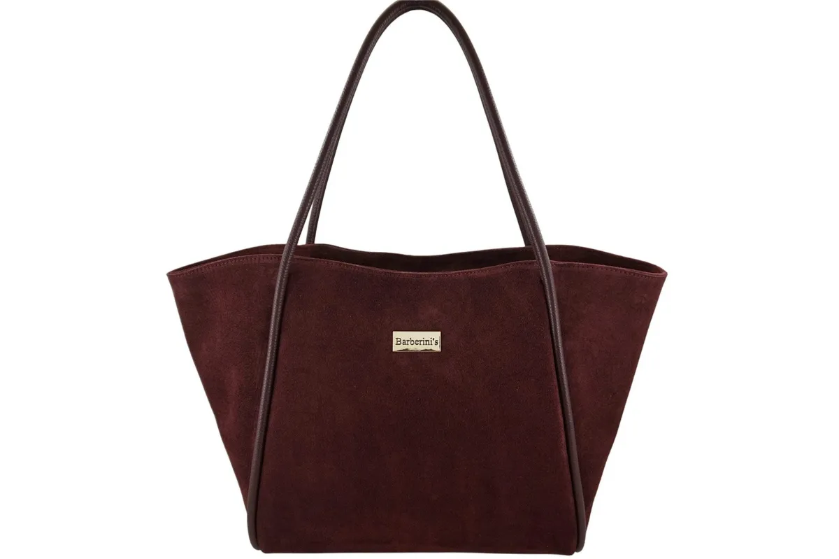 Barberinis - torebka duża zamszowa na ramię - Bordowa