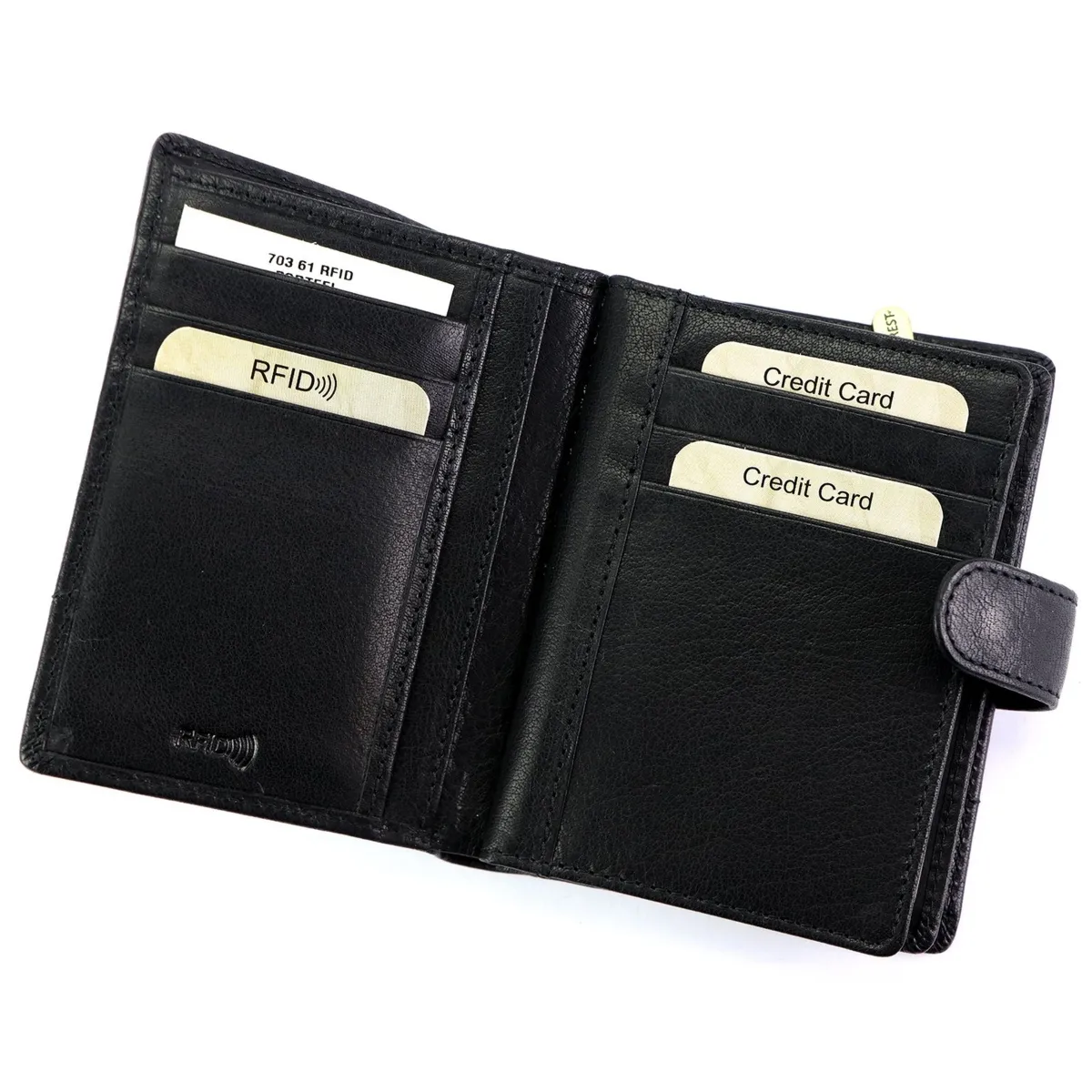 EL FORREST męski portfel pionowy rozbudowany skórzany na zatrzask RFID