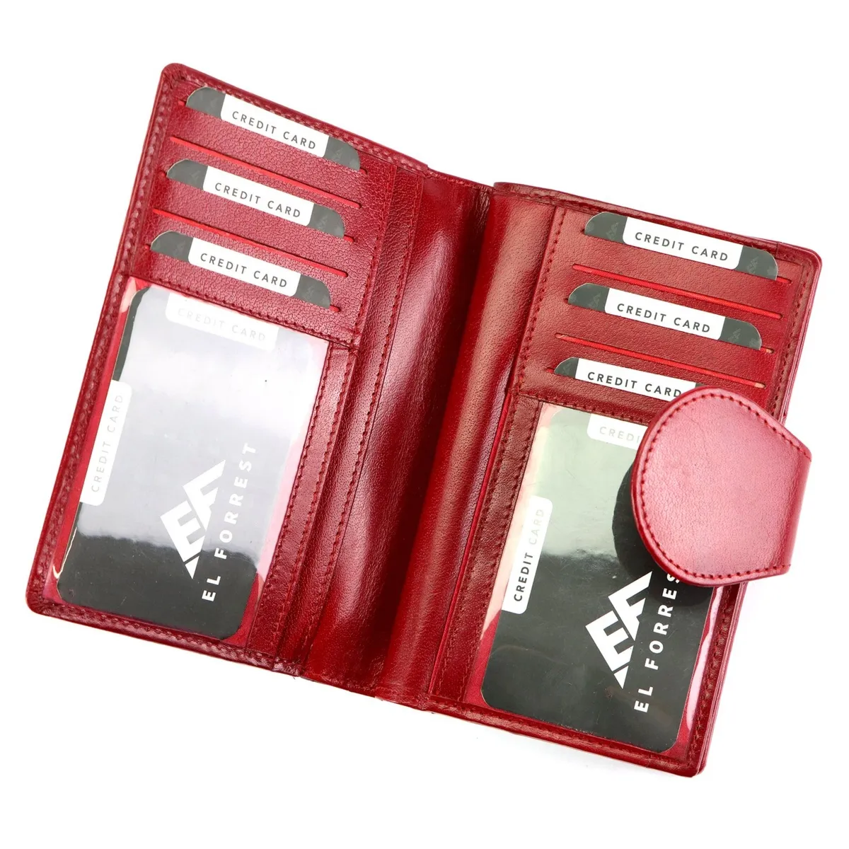 EL FORREST damski portfel skóra naturalna pionowa portmonetka duża zatrzask