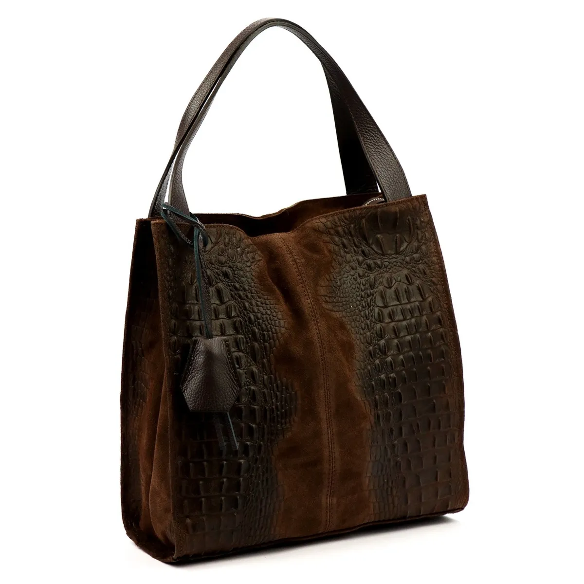 Vera Pelle shopperbag skórzana wzór skóra krokodyla torebka na ramię
