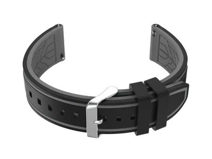 Pasek gumowy do zegarka U14 - czarny/szary - 24mm