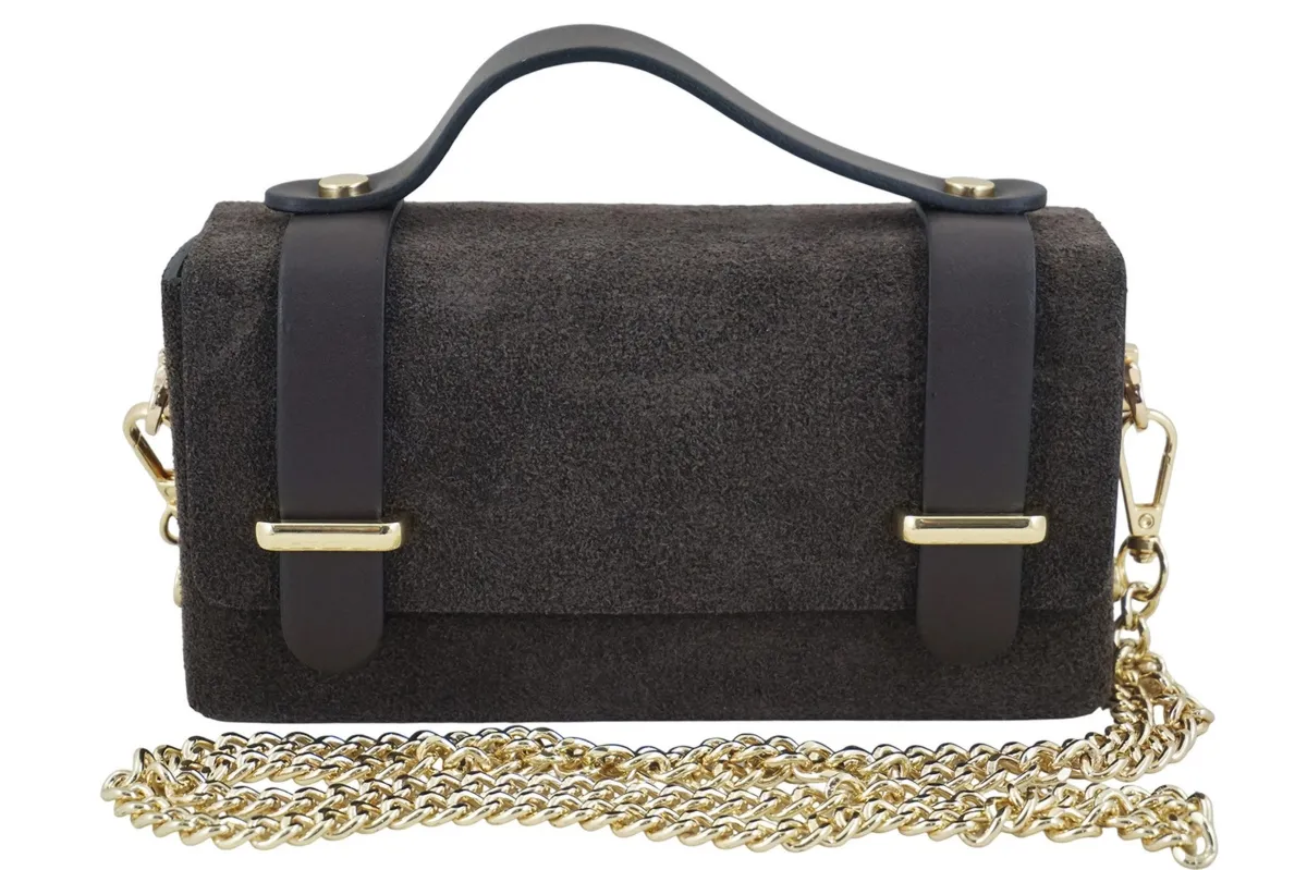 Zamszowa torebka Barberinis wizytowa - Brązowa ciemna