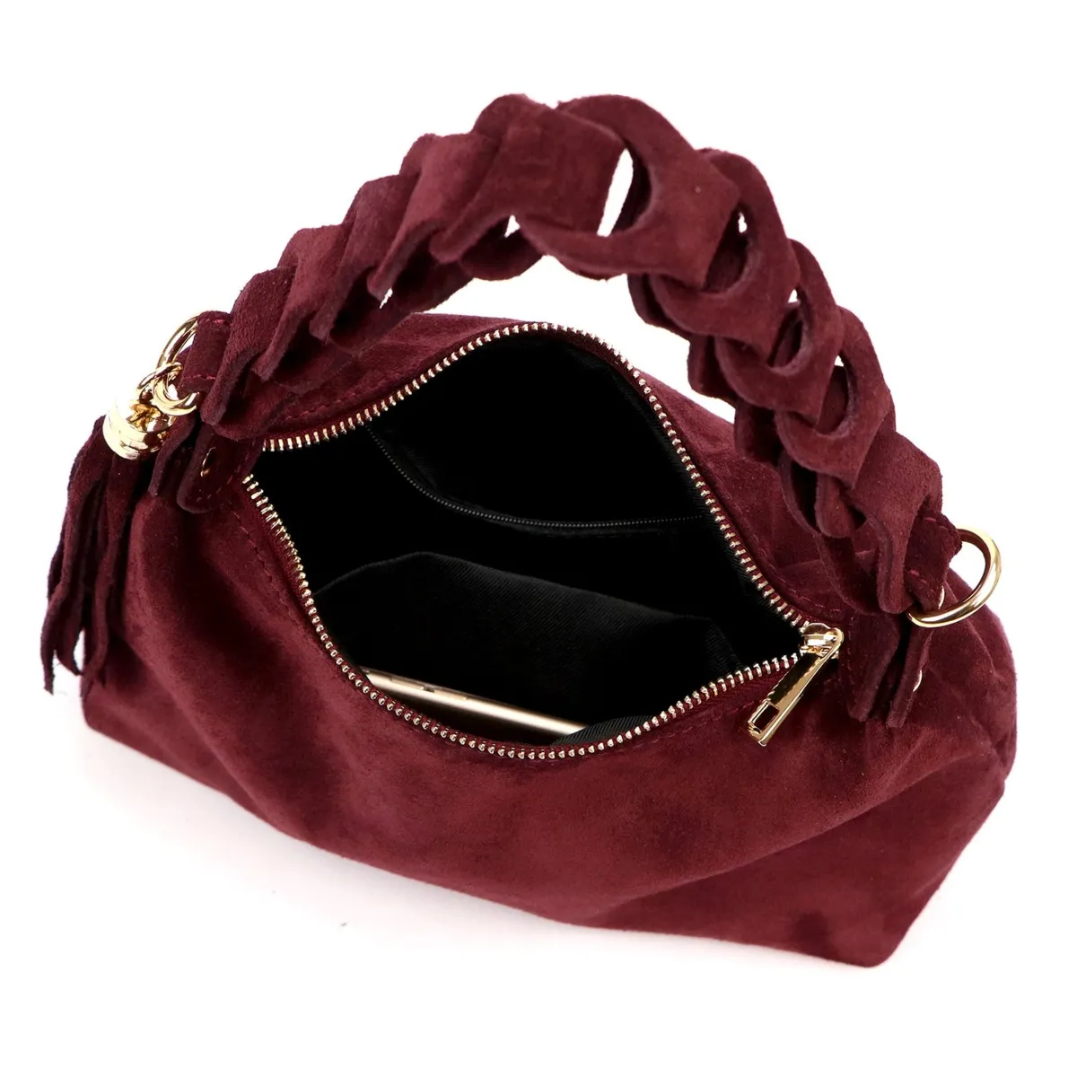 Vera Pelle zamszowa skóra naturalna damska listonoszka torebka na ramię