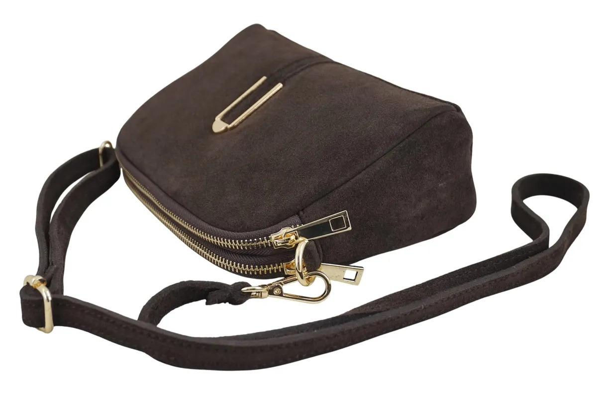 Mała torebka zamszowa wieczorowa - Brązowa ciemna