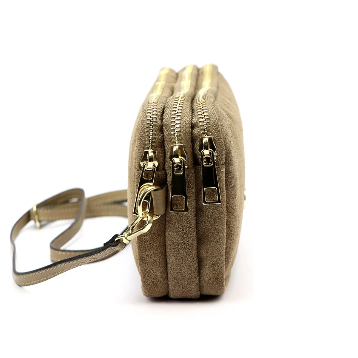 Gregorio damska listonoszka skóra naturalna zamsz trzykomorowa na ramię