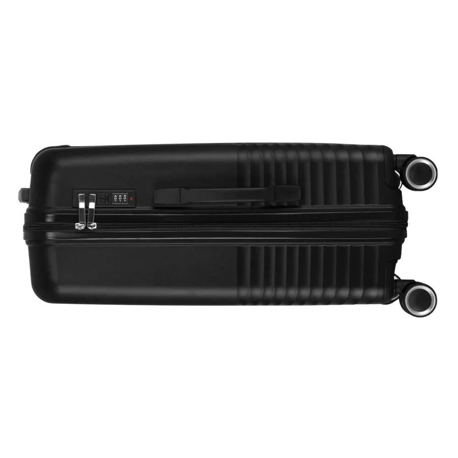 Duża walizka podróżna w czarnym kolorze z wodoodporną skorupą - Peterson