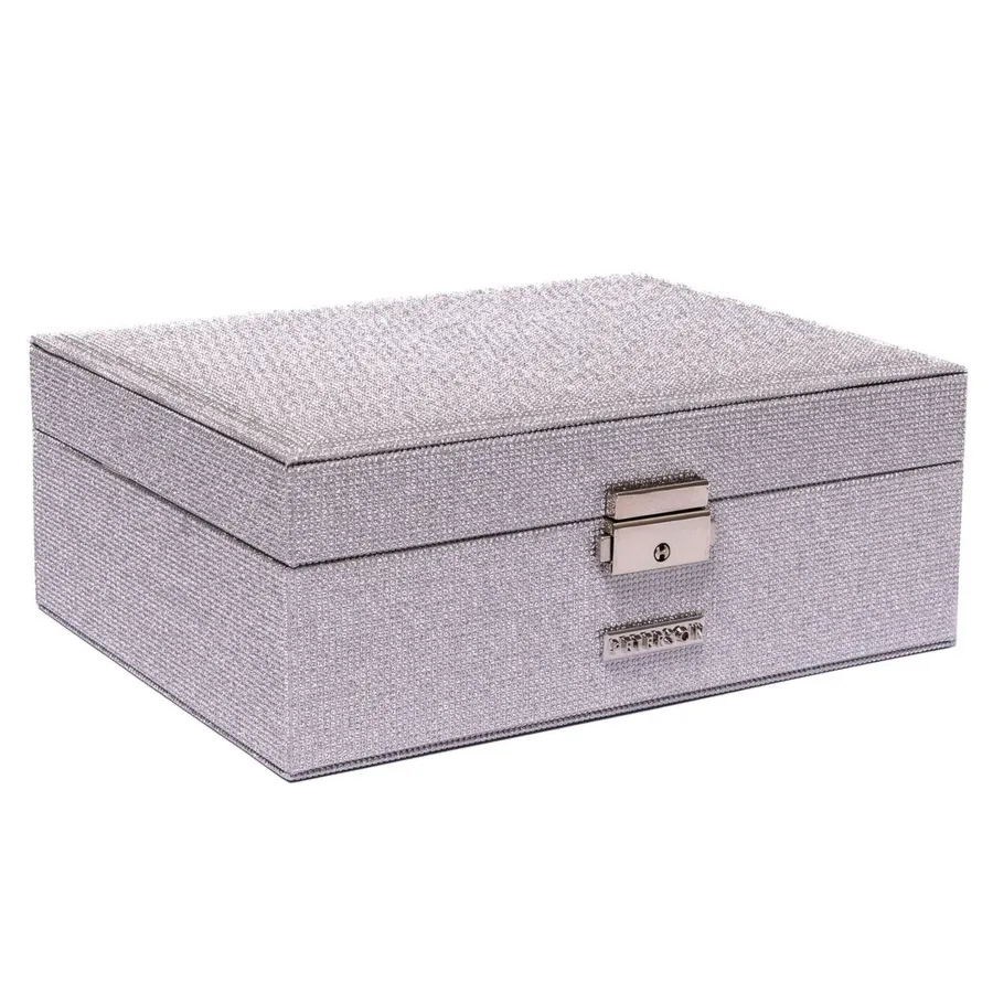 Srebrna szkatułka na biżuterię zamykana na kluczyk i zatrzask - Peterson