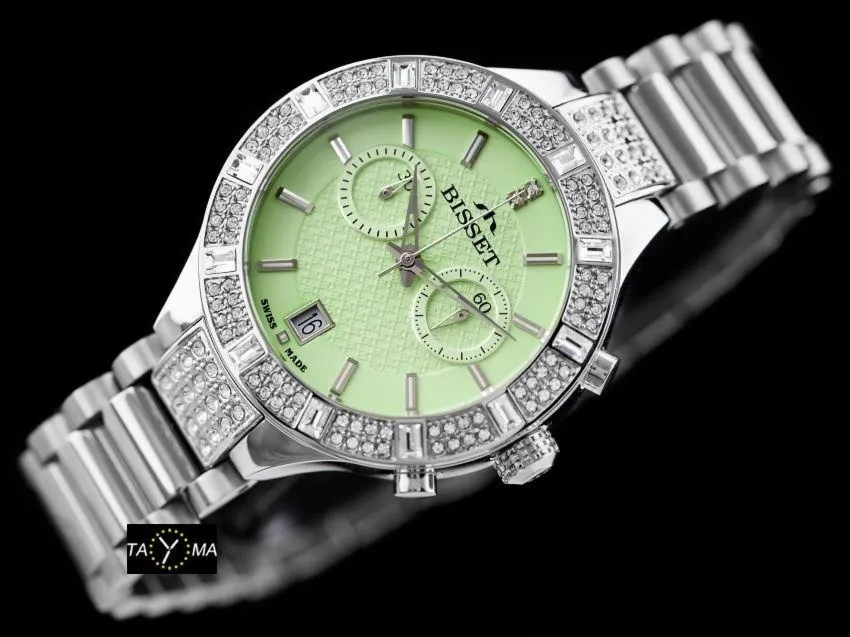 ZEGAREK DAMSKI BISSET BSBE18 - silver/green (zb547a)