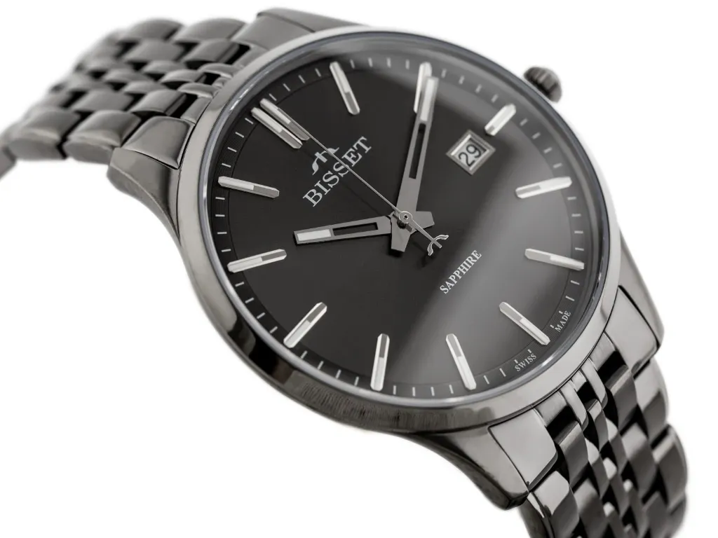 ZEGAREK MĘSKI BISSET BSDF383 (zb094d) - SZAFIROWE SZKŁO