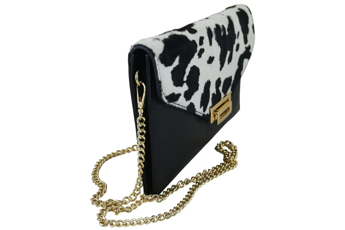 Skórzana torebka do ręki i na ramię - Czarna