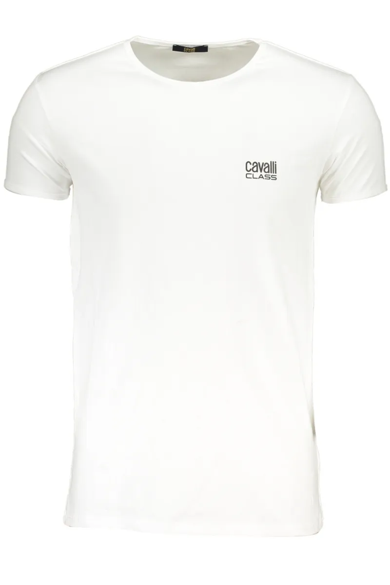 T-SHIRT MĘSKI Z KRÓTKIM RĘKAWEM KLASY CAVALLI BIAŁY
