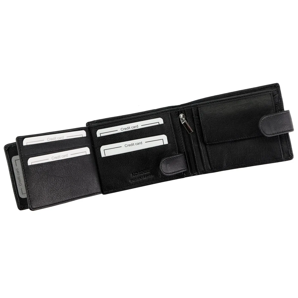 Nordee skórzany męski portfel rozbudowany z przezroczystą przegrodą