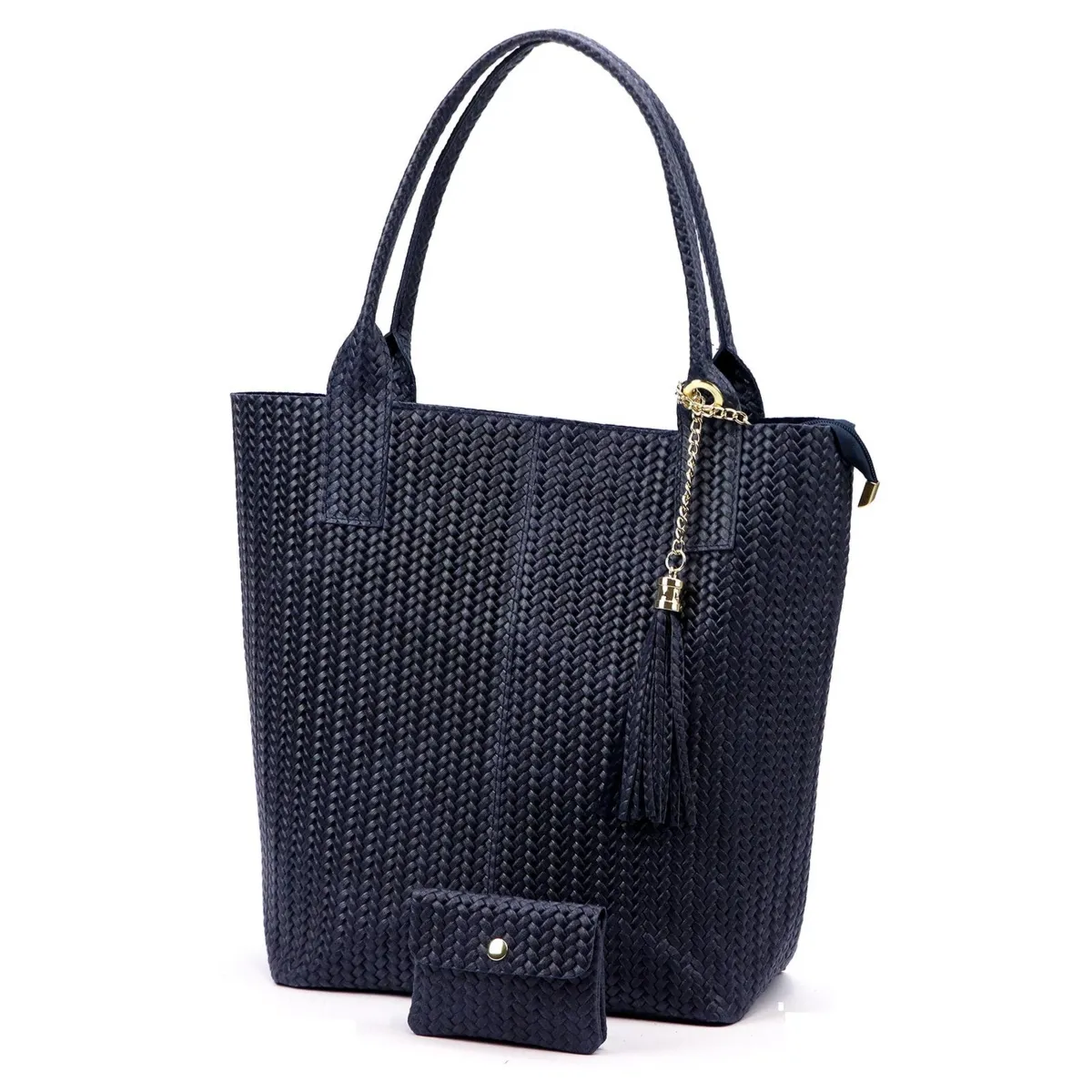 Vera Pelle damska shopperbag z dwoma etui torebka portfel skóra naturalna