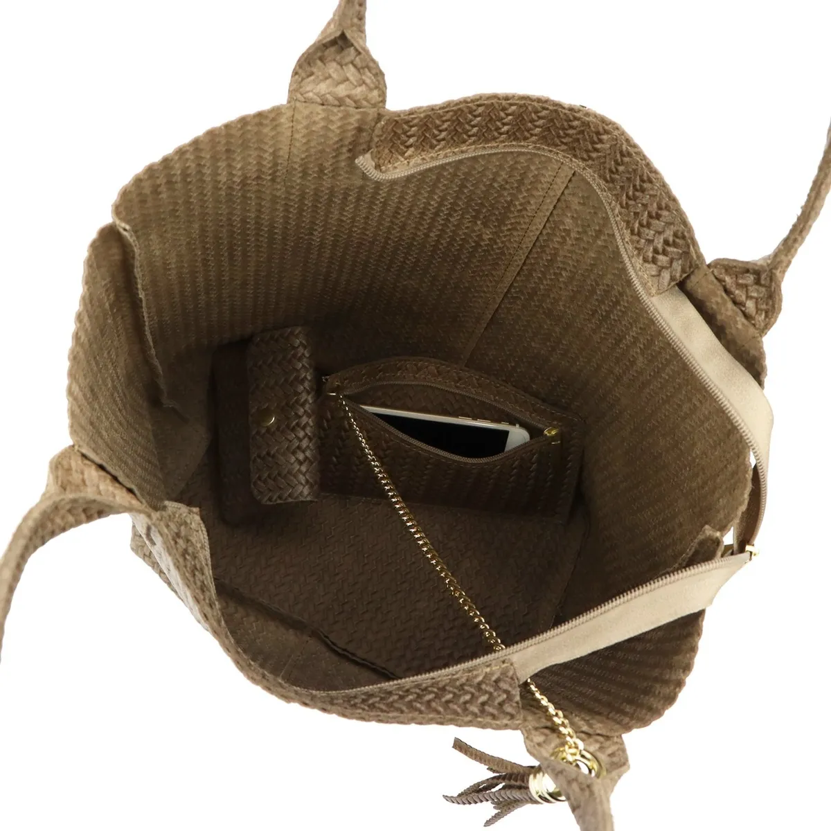 Vera Pelle damska shopperbag z dwoma etui torebka portfel skóra naturalna