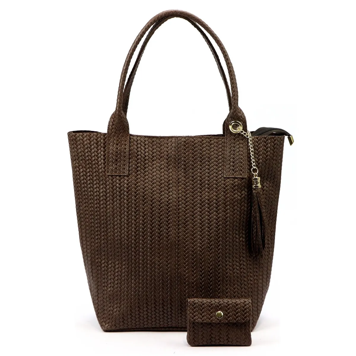 Vera Pelle damska shopperbag z dwoma etui torebka portfel skóra naturalna