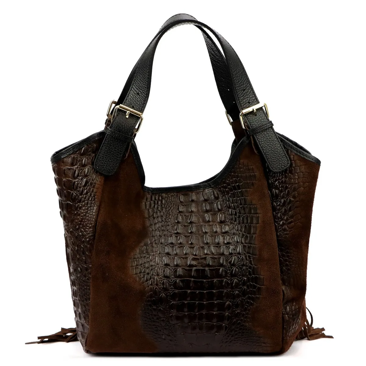 Vera Pelle damska shopperbag skórzana skóra krokodyla torebka na ramię