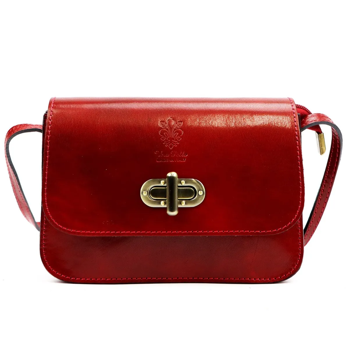 Florence Skórzana elegancka damska listonoszka torebka na ramię z klapą