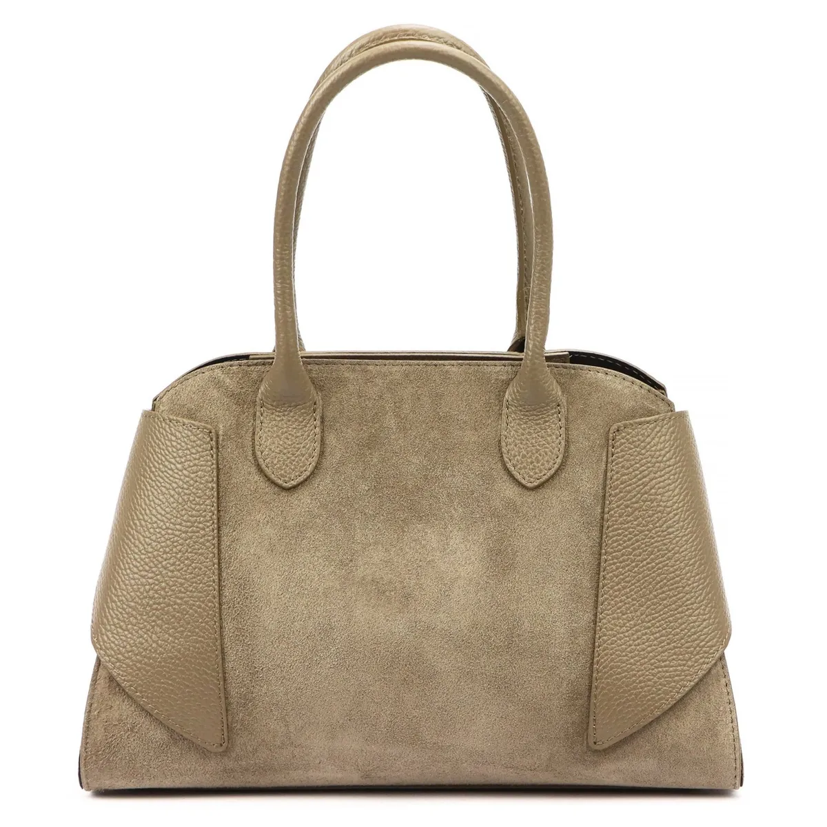 Vera Pelle damska torebka na ramię skóra naturalna i zamsz listonoszka