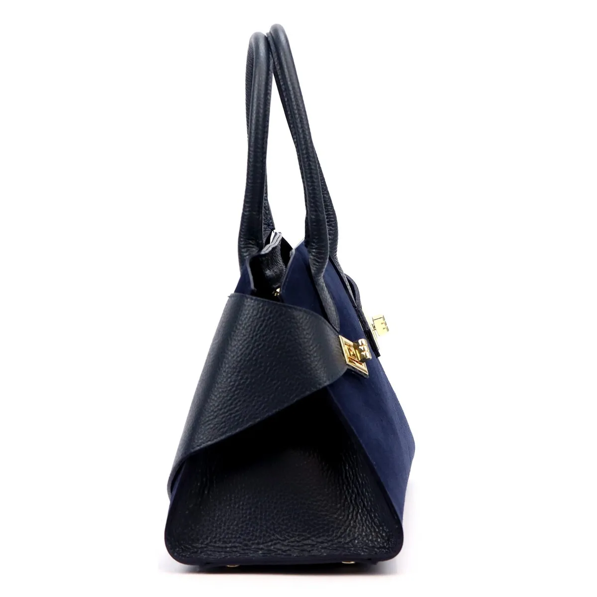 Vera Pelle damska torebka na ramię skóra naturalna i zamsz listonoszka