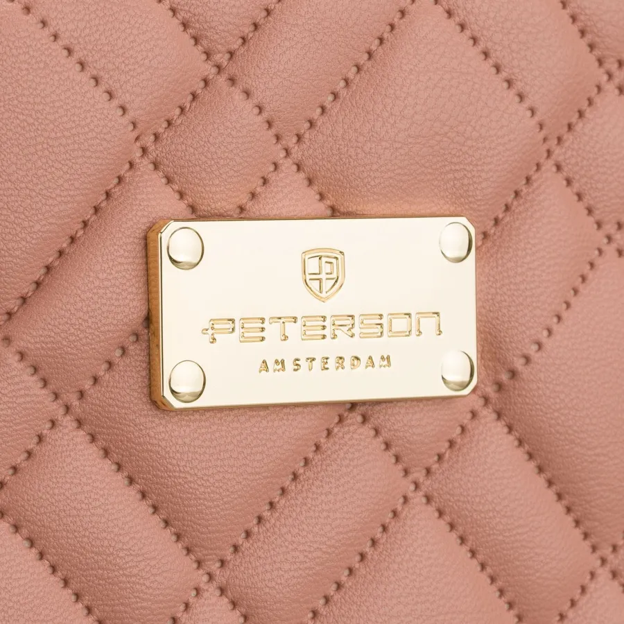 Różowa, pikowana kosmetyczka z tkaniny syntetycznej zamykana suwakiem - Peterson