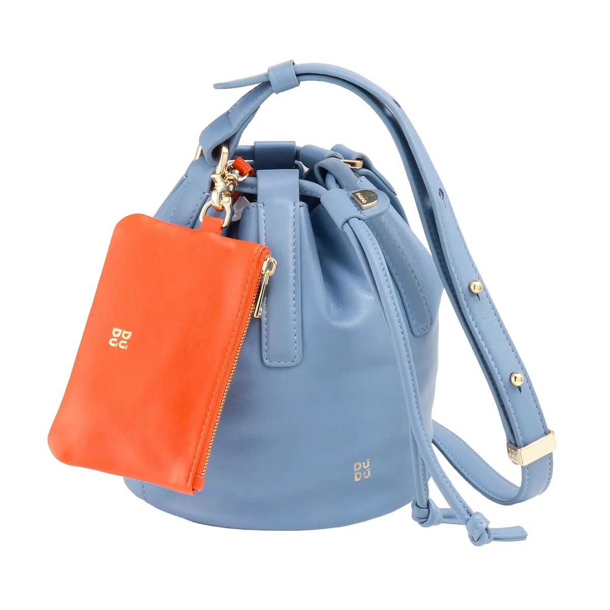 DUDU Worek skórzana torebka damska listonoszka z wyjmowanym etui na ramię