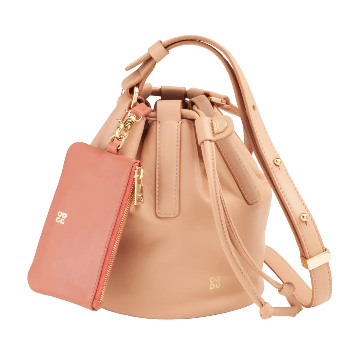 DUDU Worek skórzana torebka damska listonoszka z wyjmowanym etui na ramię