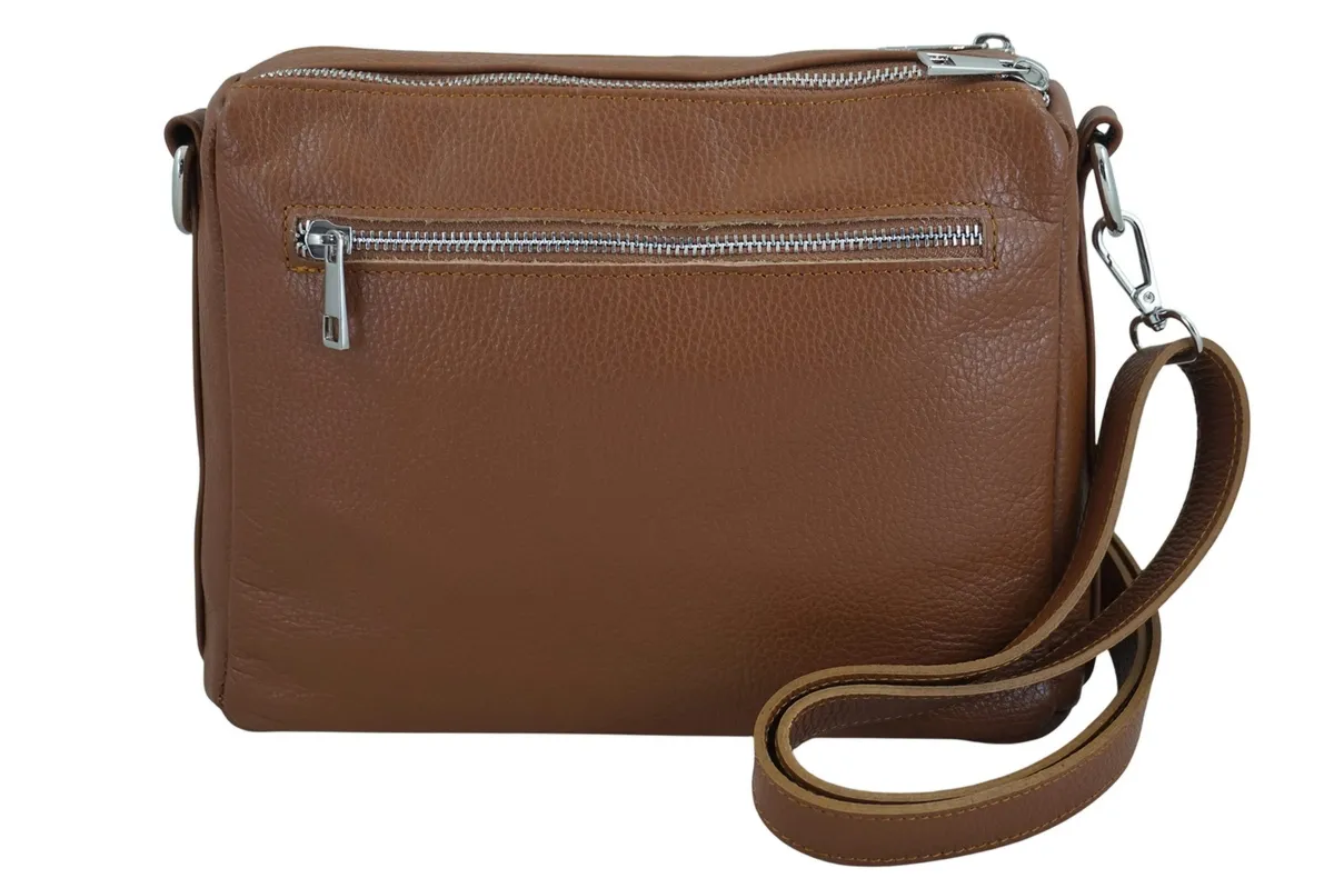 Codzienna torebka ze skóry naturalnej z zamszem - Brązowa jasna