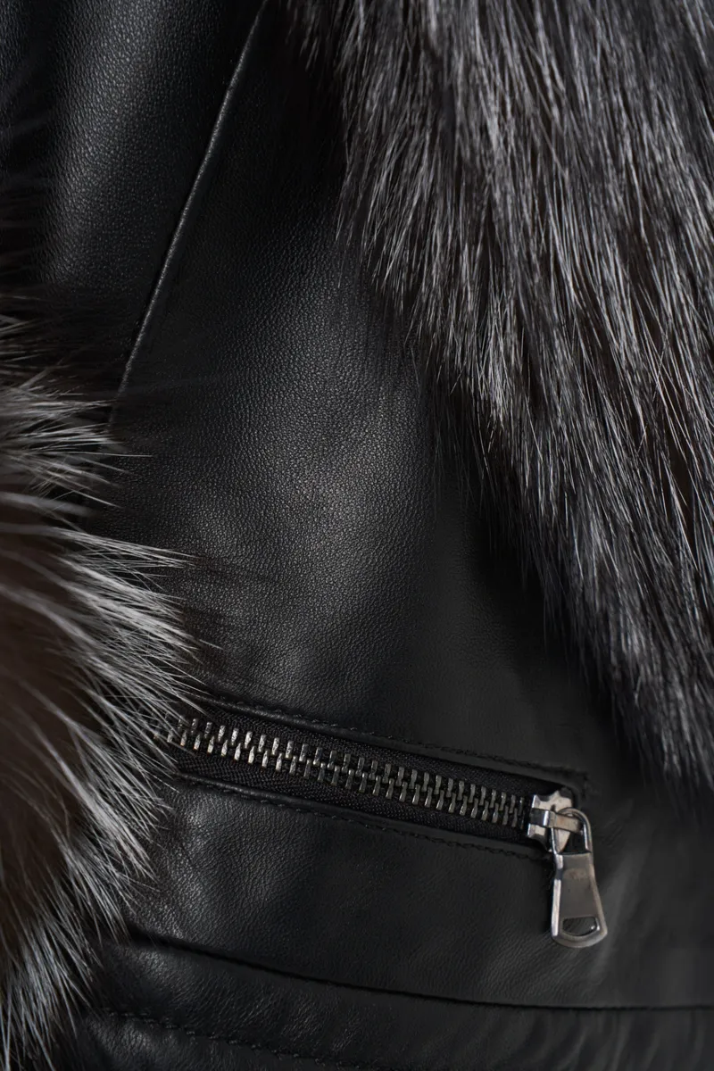 Bukowski damska kurtka skóra naturalna z futrem i kieszeniami