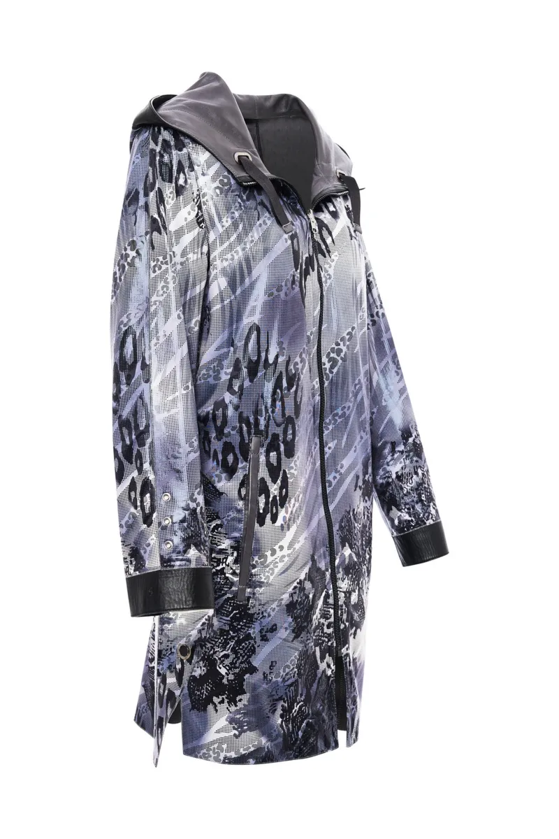 Bukowski Dwustronna damska kurtka skóra naturalna długa z kapturem