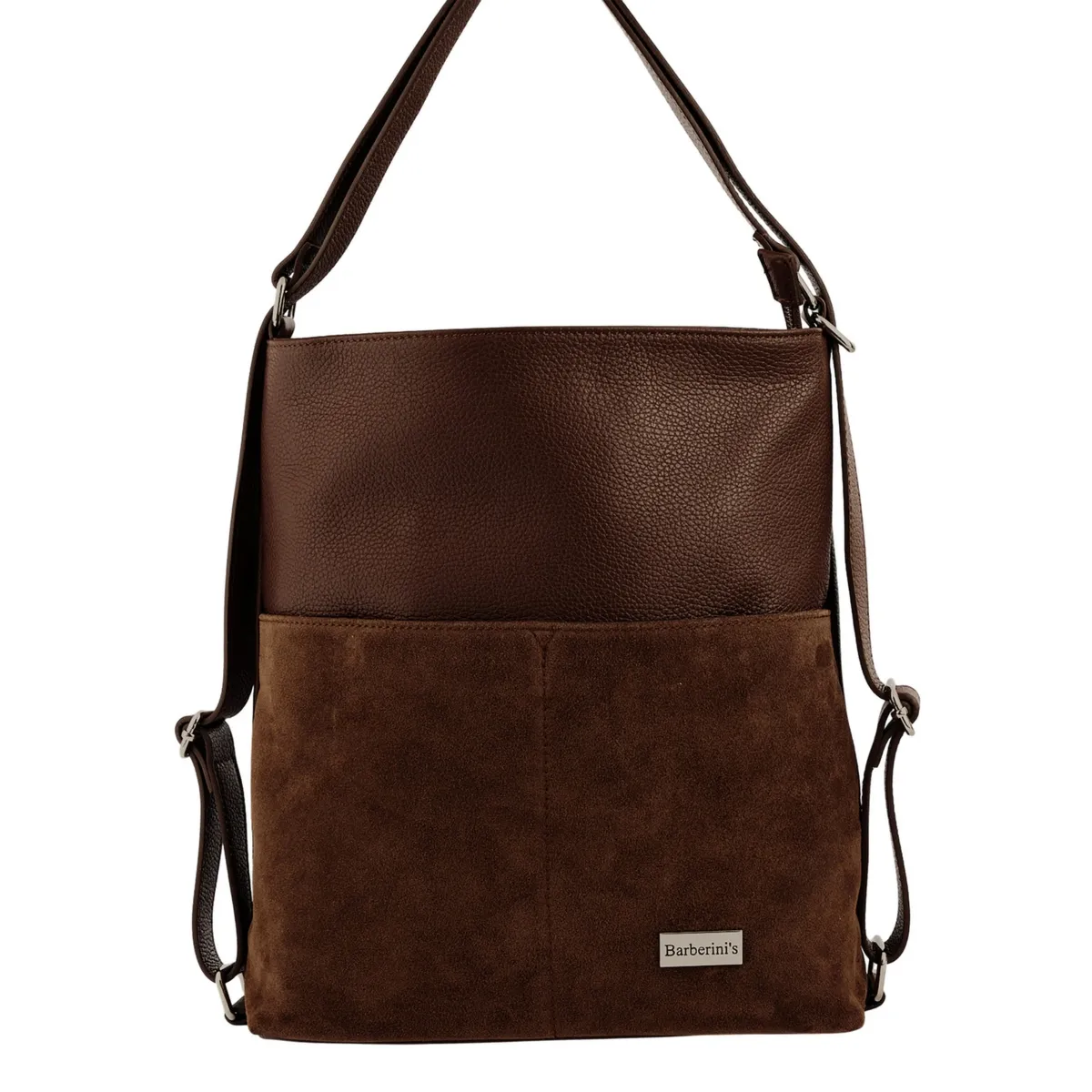 Torebka plecak z zamszem - Brązowa