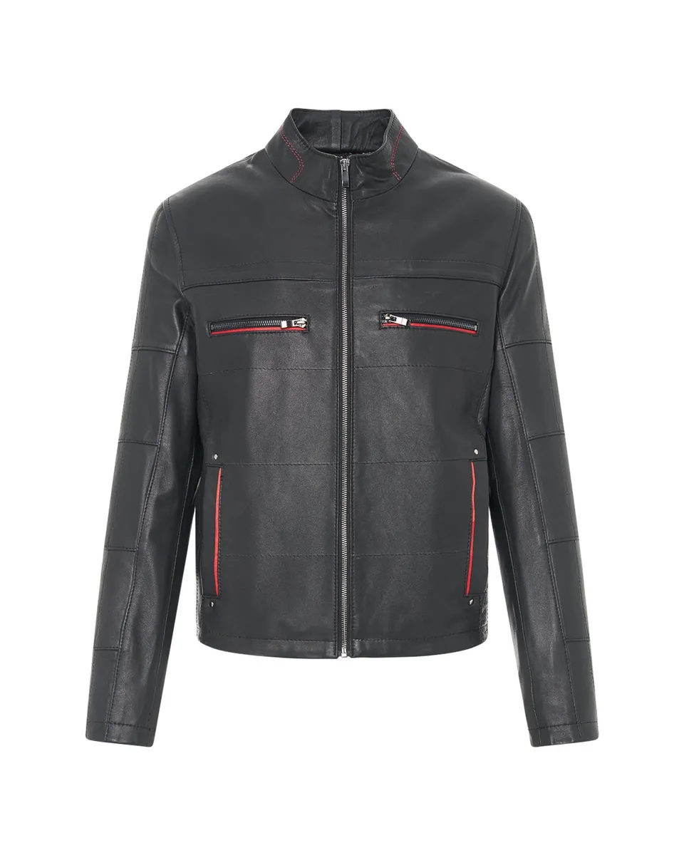 Bukowski męska kurtka skóra naturalna pilotka dekolt stójka