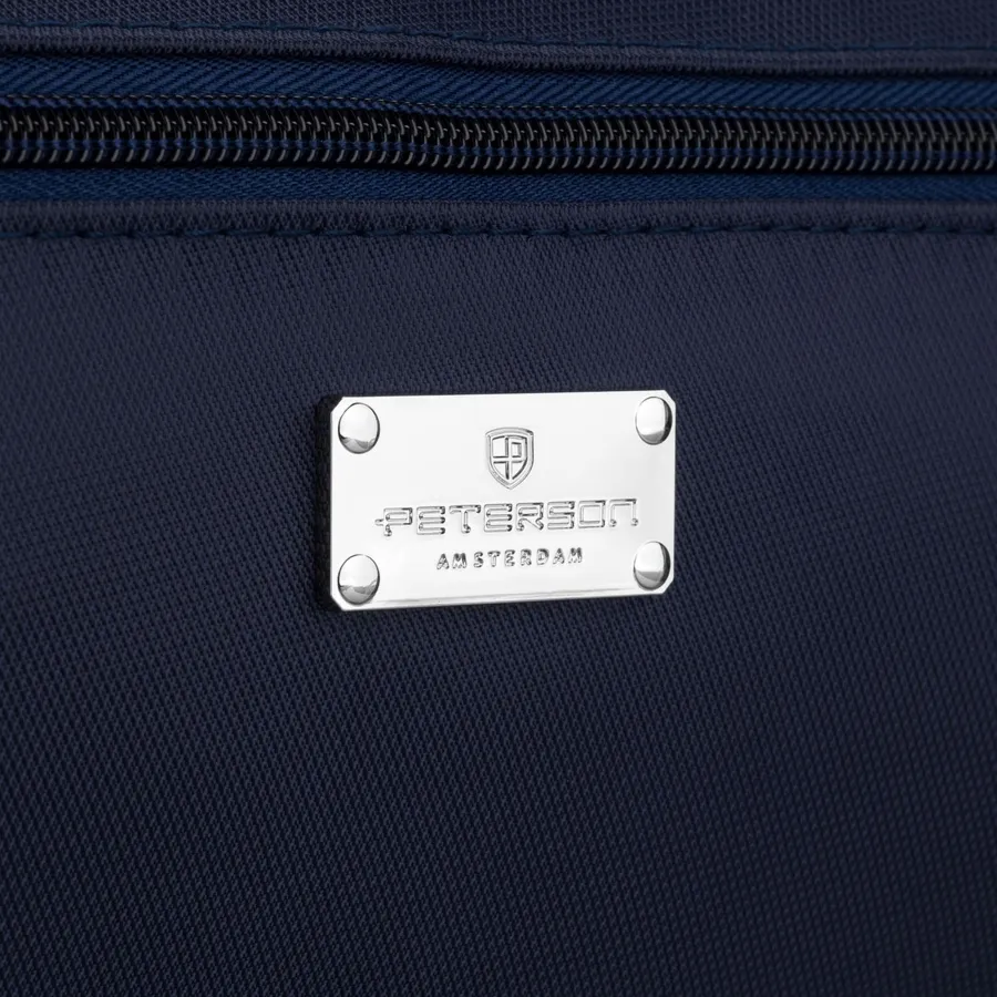 Granatowa kosmetyczka z tkaniny syntetycznej, jednokomorowa i zamykana suwakiem - Peterson