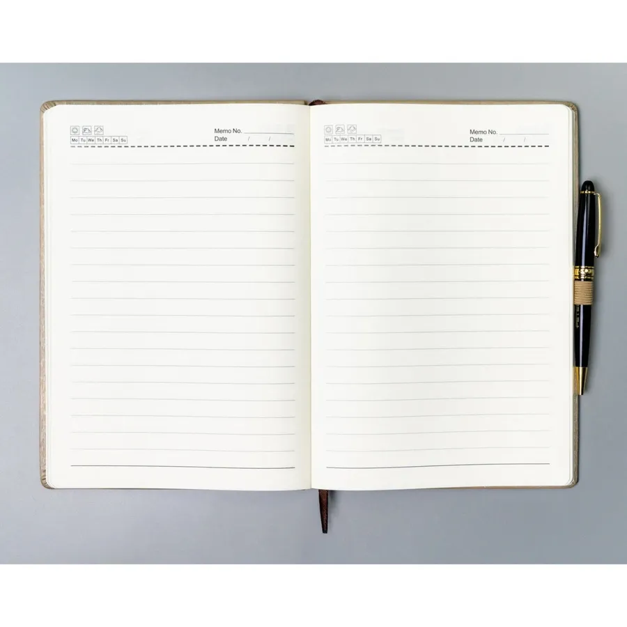 Beżowy notes w formacie A5 zadrukowany w linie - Peterson