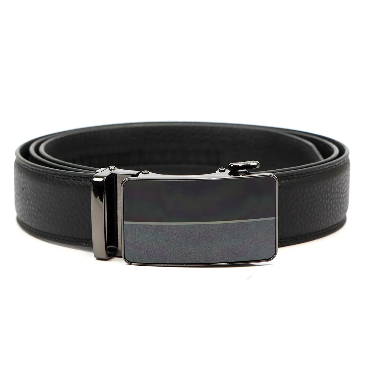 Nordee czarny męski pasek do spodni skóra naturalna z zaciskową klamrą