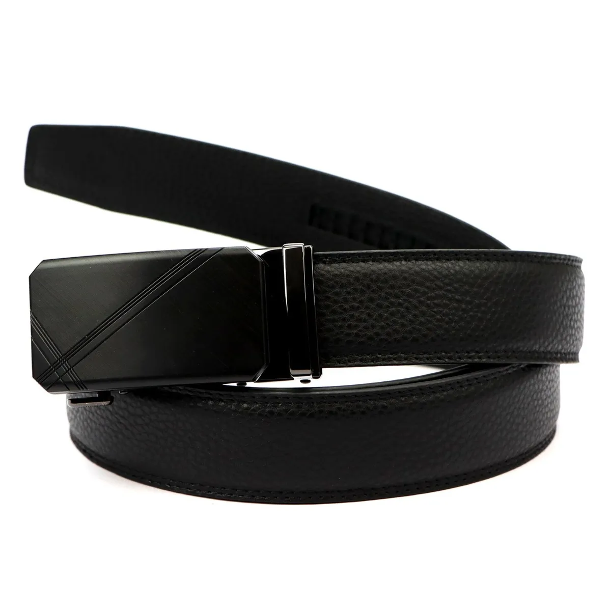 Nordee męski pasek do spodni ze skóry naturalnej samozaciskowa klamra