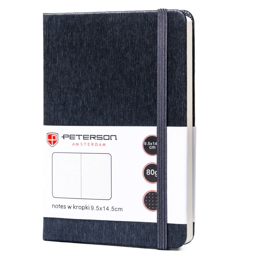 Notes w formacie A6 w szarym kolorze zadrukowany w kropki - Peterson
