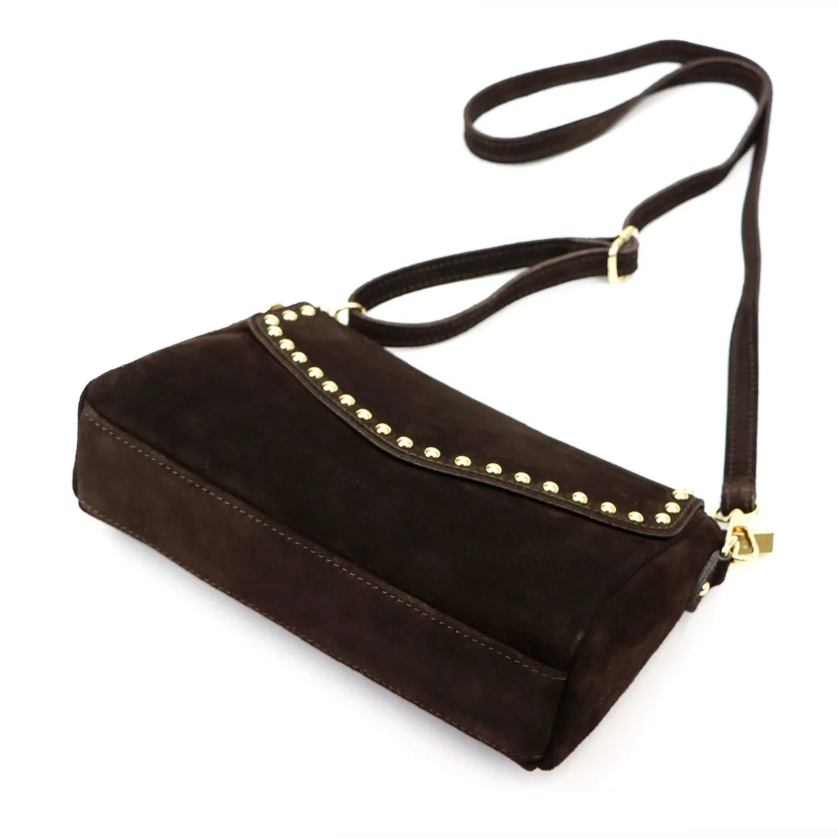 Vera Pelle damska listonoszka skórzana zamszowa torebka na ramię kieszenie