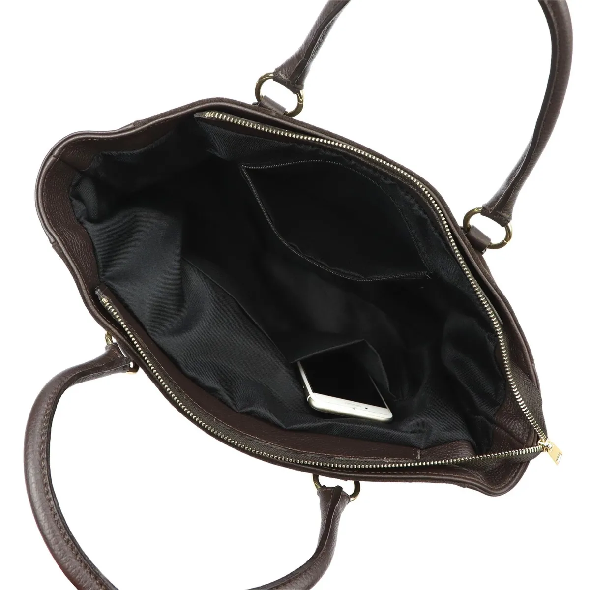 Vera Pelle damska shopperbag torebka na ramię skóra naturalna kieszenie