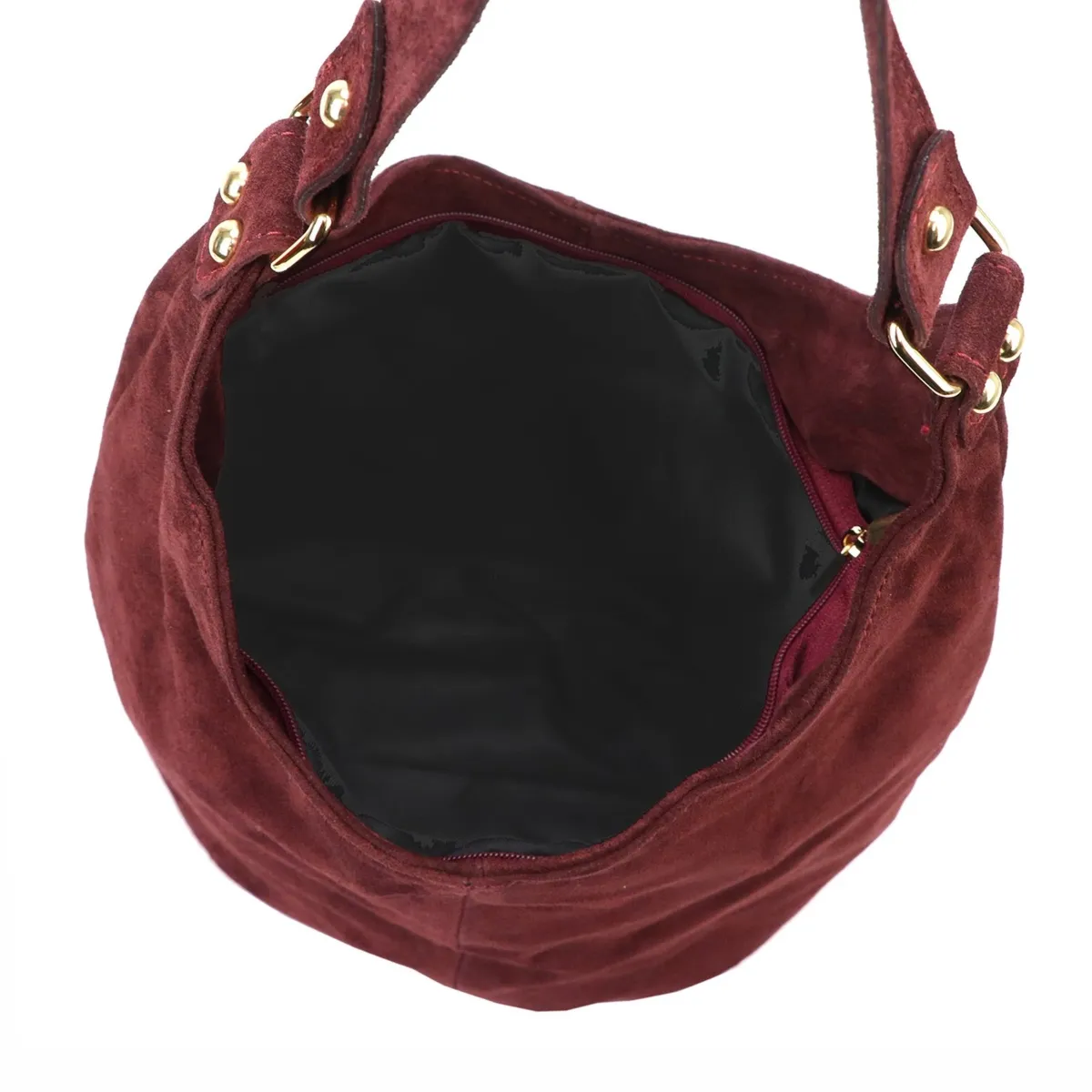 Vera Pelle damska torebka na ramię skóra naturalna zamszowa shopperbag