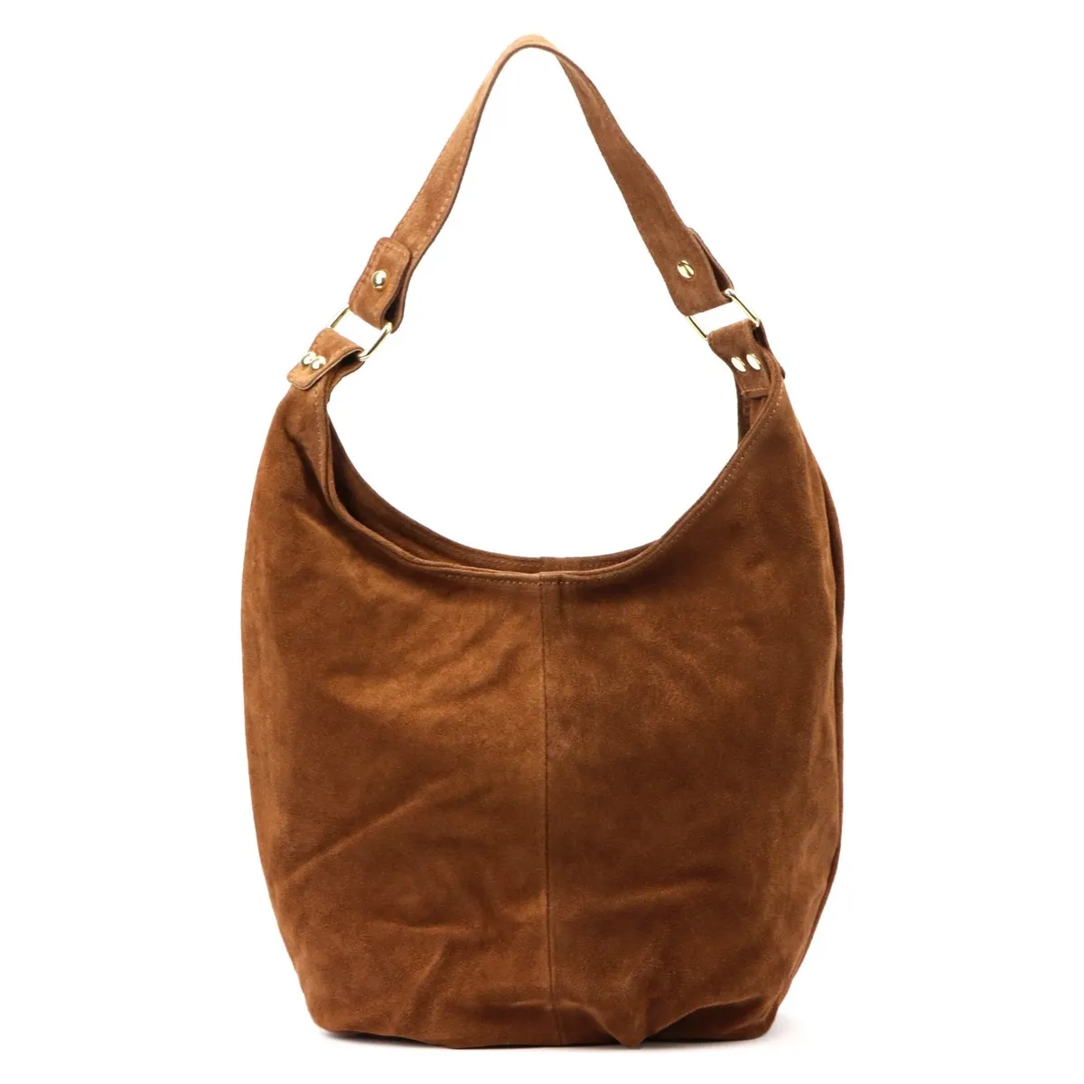 Vera Pelle damska torebka na ramię skóra naturalna zamszowa shopperbag