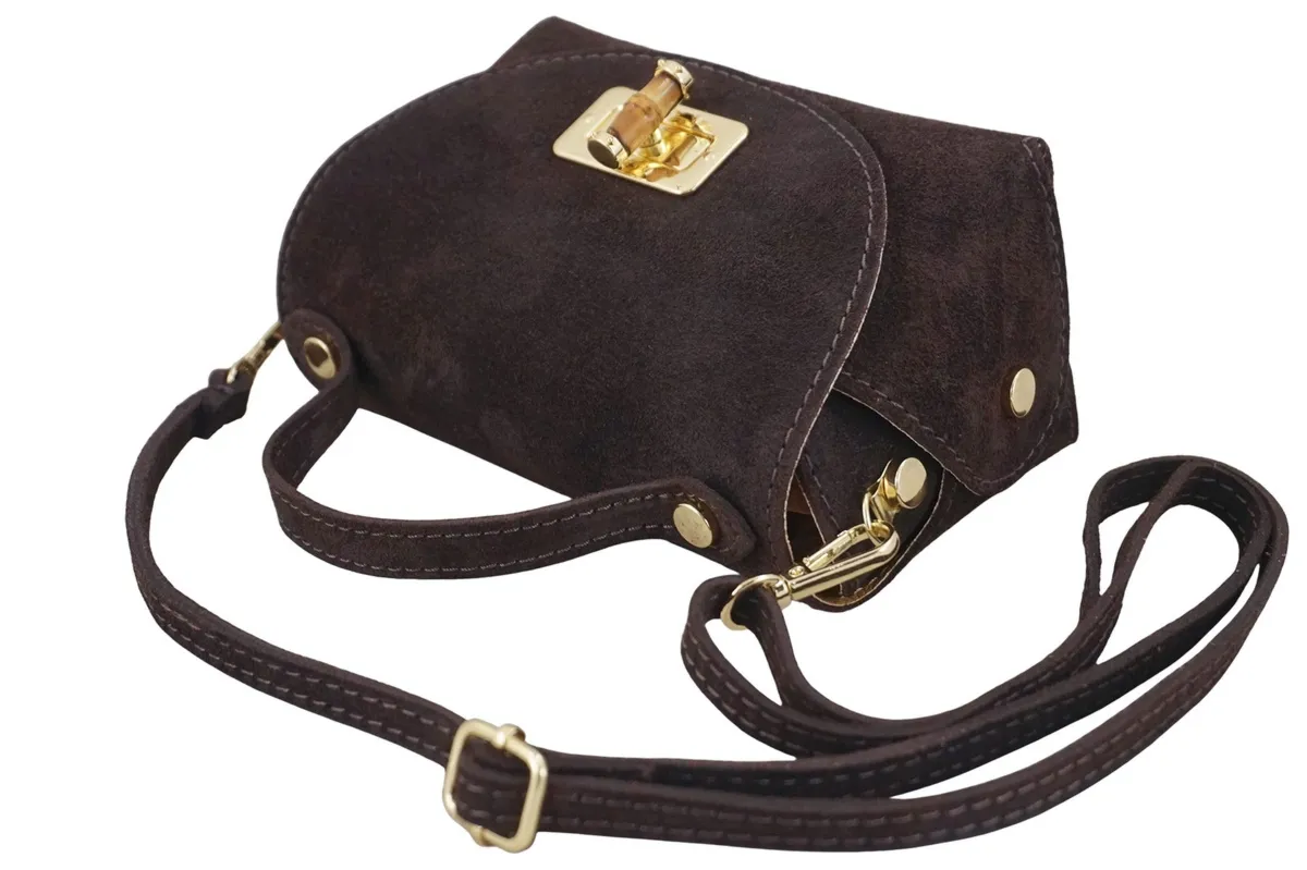 Mała torebka zamszowa wizytowa - Brązowa ciemna