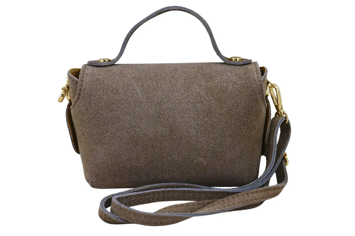 Mała torebka zamszowa wizytowa - Beżowa ciemna