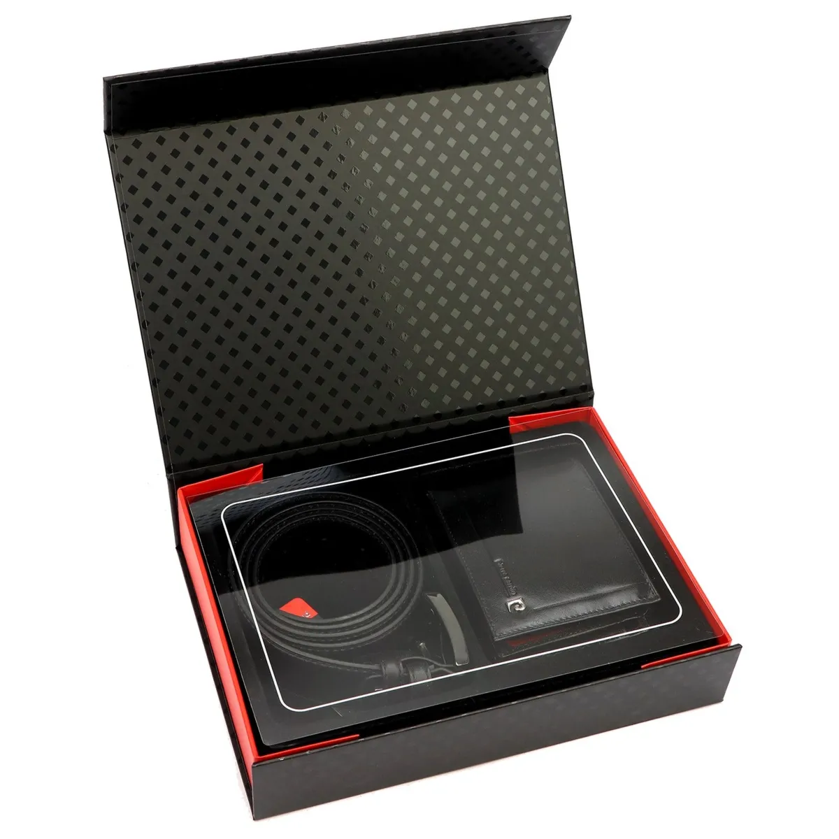 Pierre Cardin portfel i pasek do spodni męski zestaw skóra naturalna