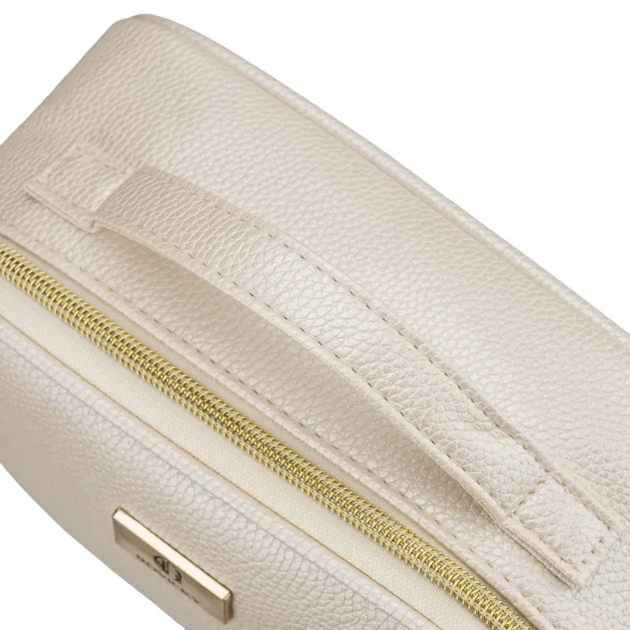 Praktyczna kosmetyczka ze skóry ekologicznej w jasnobeżowym kolorze - Rovicky