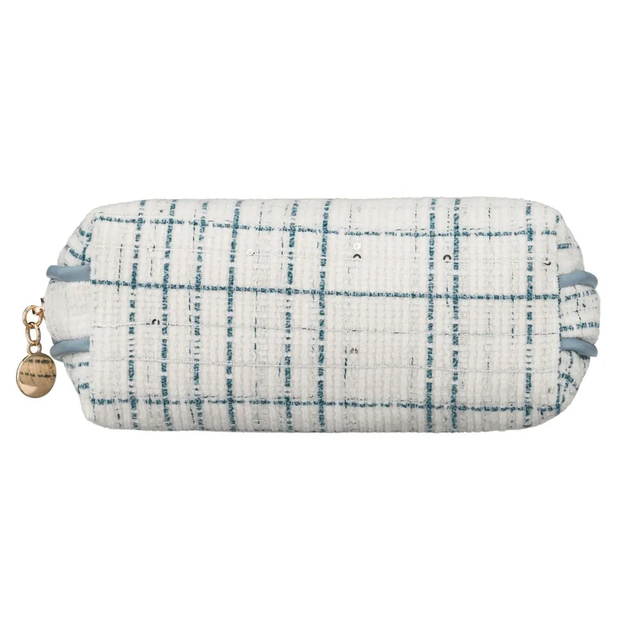 Niebieska kosmetyczka damska wykonana z materiału syntetycznego, jednokomorowa - Rovicky